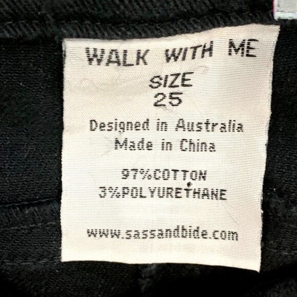 Sass & Bide Walk With Me Black Skinny Jeans 25 Brass Buttons Goth Grunge Biker - Picture 10 of 12